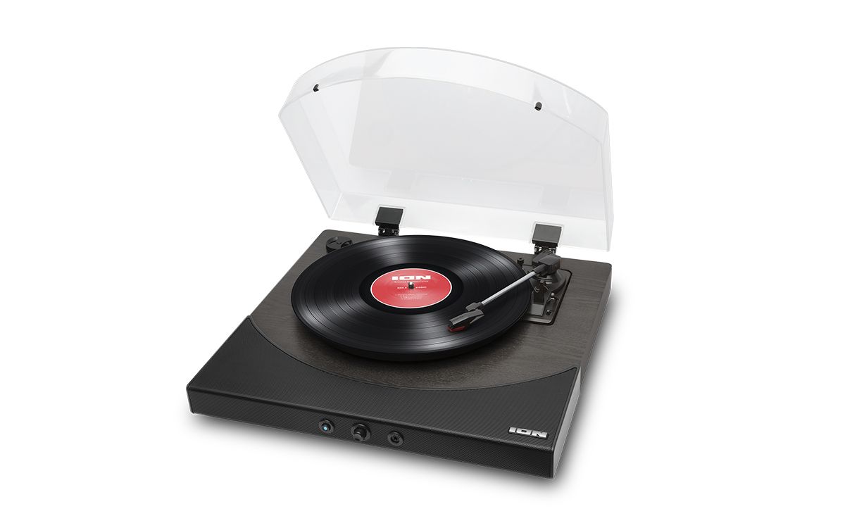 Black Wireless Turntable with Stereo Soundbar|Premier LP | ION Audio